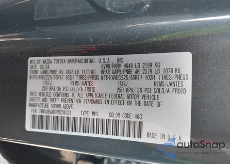 2024 Mazda Cx-50 2.5 S Select z USA, uszkodzony, nr VIN 7MMVABAM8RN204321